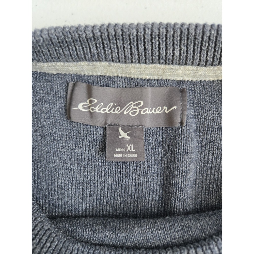 Eddie Bauer Men's XL Gray Mediumweight Thick Long Sleeve Crew Neck Knit Sweater - Picture 2 of 14